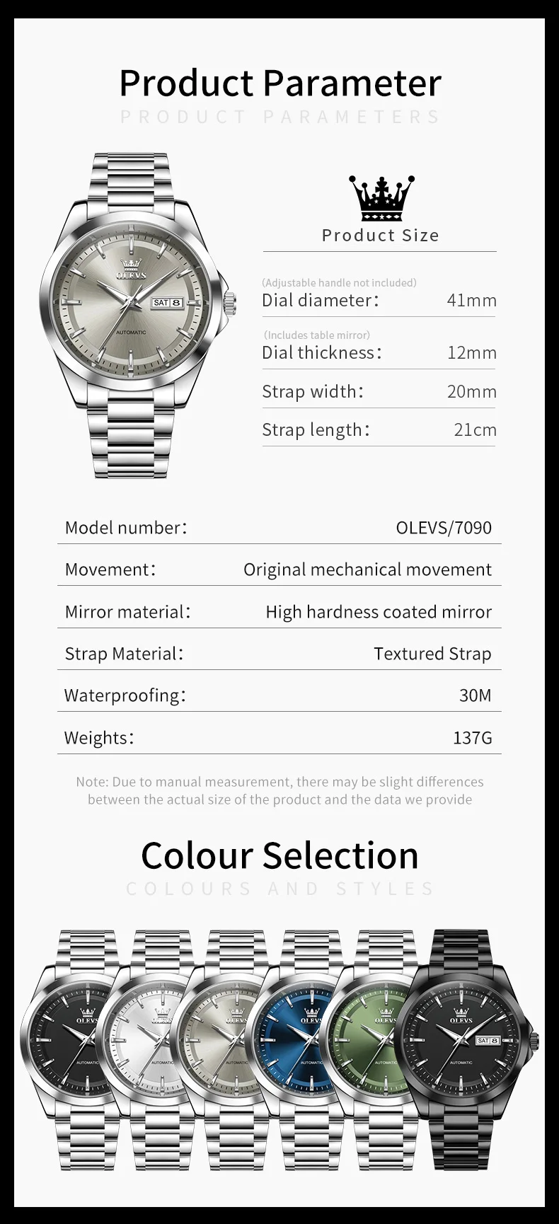 OLEVS 7090 Luxus Herrenuhr Neue Originalmarke Automatische Mechanische Uhren für Herren Stahlarmband Einfache Business Herren-Armbanduhr – Detail 8