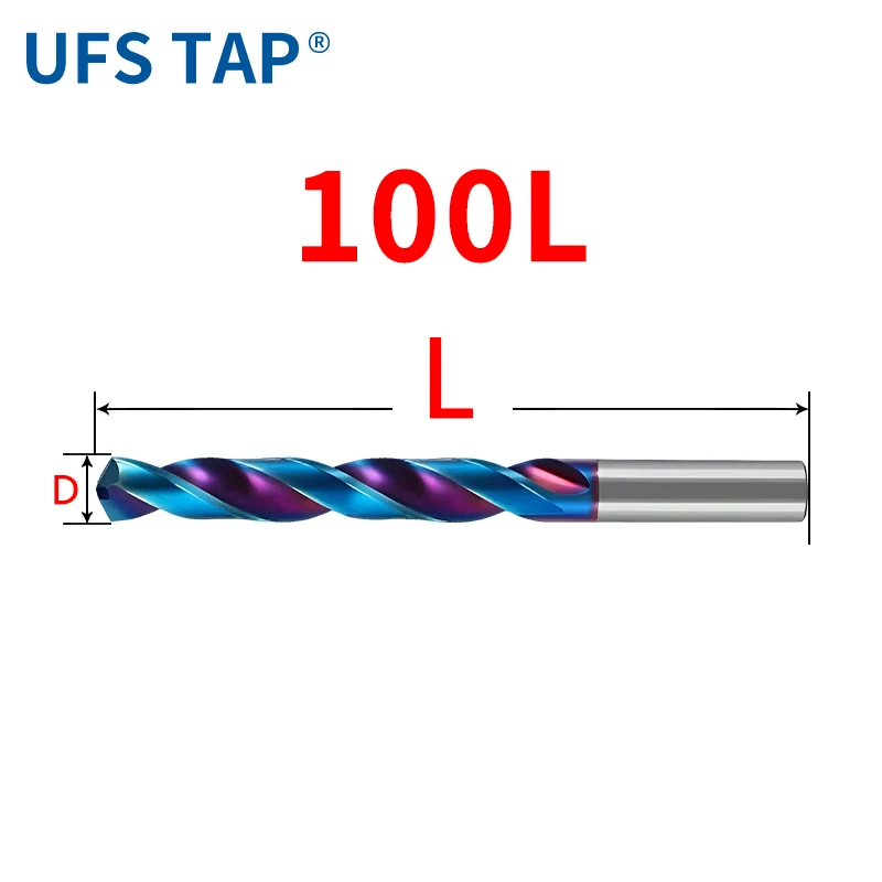 

UFS TAP 1PCS Carbide Drill Bits 100mm-Long D1.0-9.4mmTungsten Steel Twist Bit For Metalworking CNC Drilling Hard Metal Drills