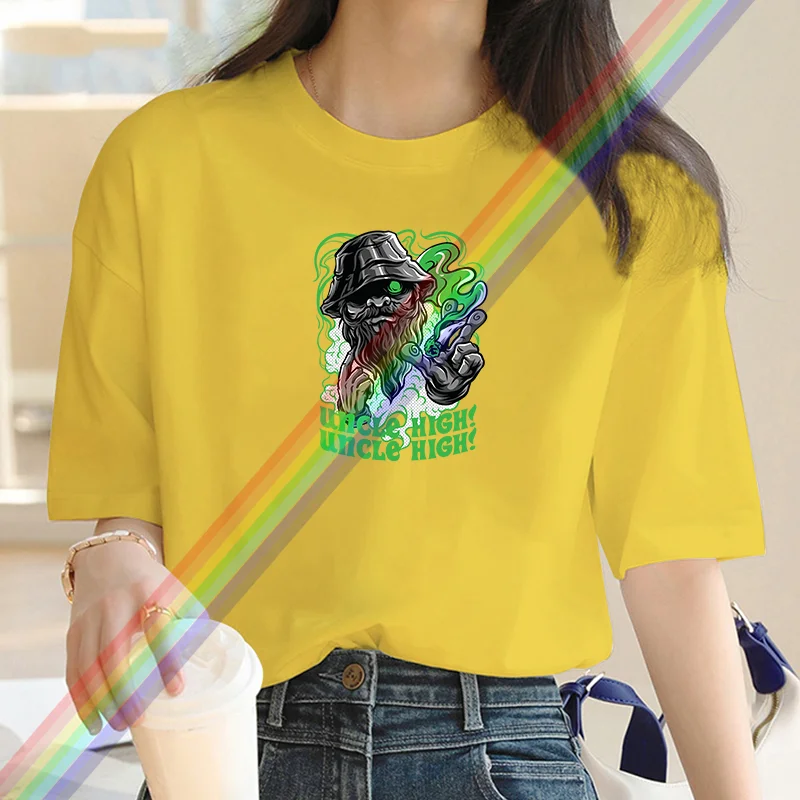 Camiseta de dibujos animados 100% algodón para mujer, top informal de manga corta, Camiseta de cuello redondo de gran tamaño, ropa de calle