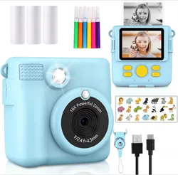 Unisex Toy Cameras for Children gift - Instantly Prints Photos  with Thermal Printing Technology, 32GB Memory Card Included
