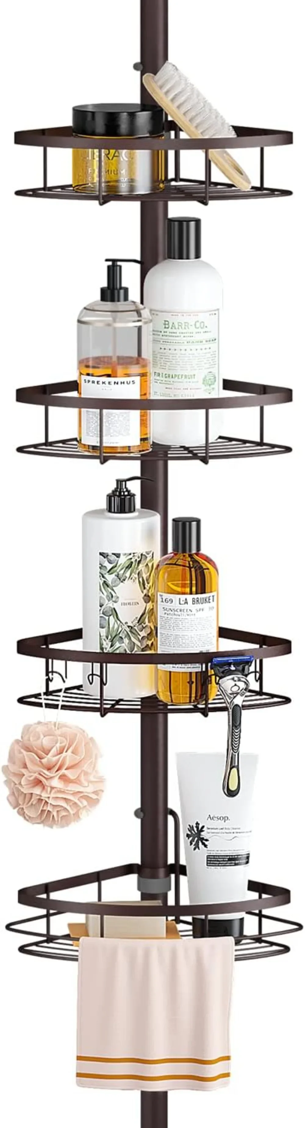 

Rustproof Shower Corner Caddy Organizer for Bathroom,Tension Pole with 4 Baskets,for Bathtub Storage Rack,39.2 to113 Inch Height