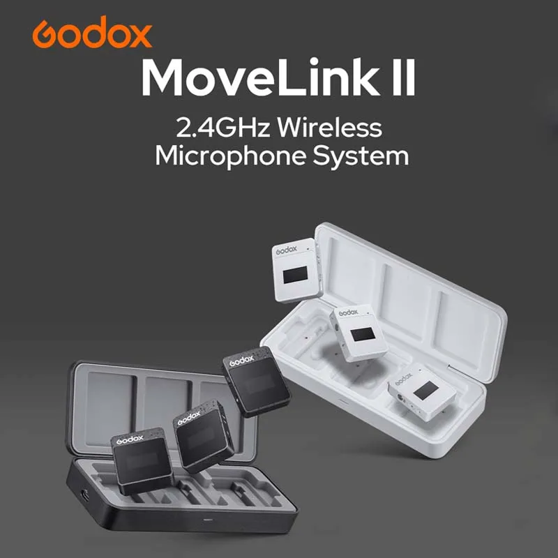 

Godox MoveLink M2 II M1 II 2.4GHz Wireless Microphone Transmitter Receiver For Sony Nikon Canon Fuji Camera Lavalier Microphone