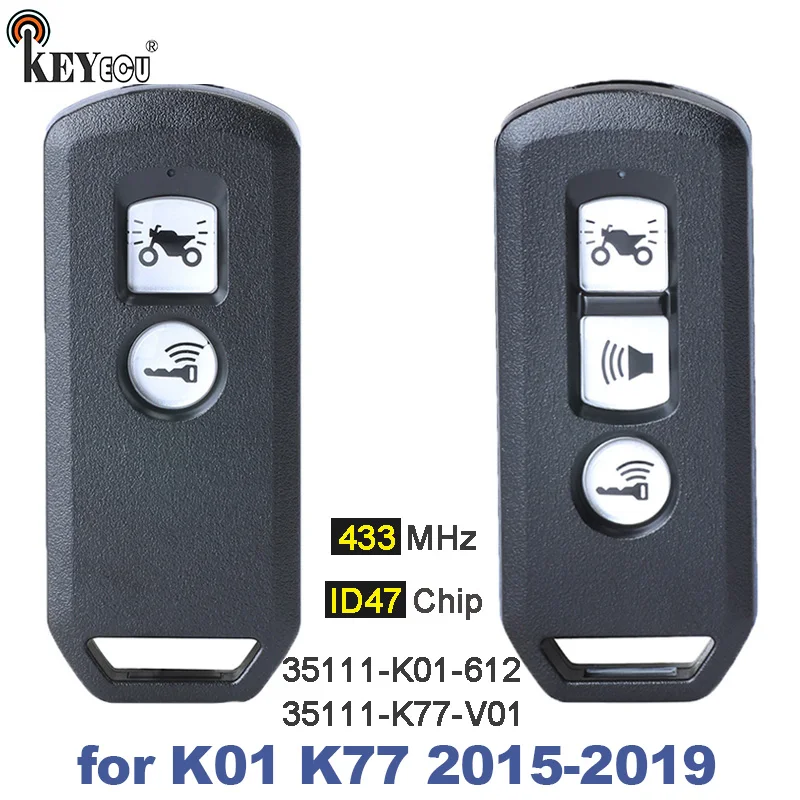 KEYECU 434MHz ID47 35111-K77-V01 Motocykl Skuter Karta inteligentna Zdalny pilot do Honda K01 K35 K36 K0R K97 K29 K77 2015-2019