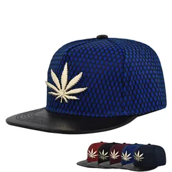 Doitbest Summer Acrylic Metal maple leaf Baseball Cap hip hop Cap Autumn Adjustable Snapback Hats For Men Women Gorras