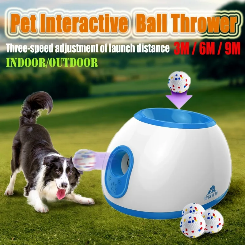 

Dog toy automatic ball launcher three-speed adjustable pet interactive tool dog toy ball cat outdoor toy to improve intelligence