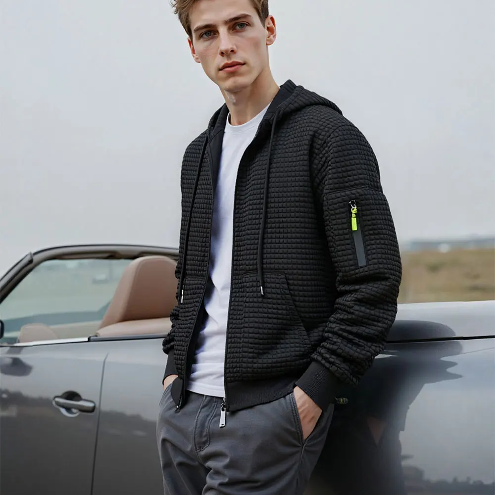 

Men Hooded Zipper Jacket Casual Streetwear Outerwear Sporty Coat Urban Fashion Trendy Loose Fit High Quality Hoodie Autumn New