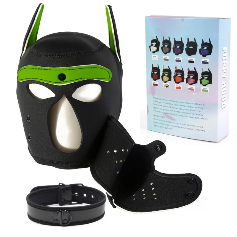 Exotische Accessoires 10 Kleuren Latex Rubber Gewatteerde Hondenmasker Kap Met Verstelbare Kraag Voor Mannen Vrouwen Puppy Cosplay En Rollenspel