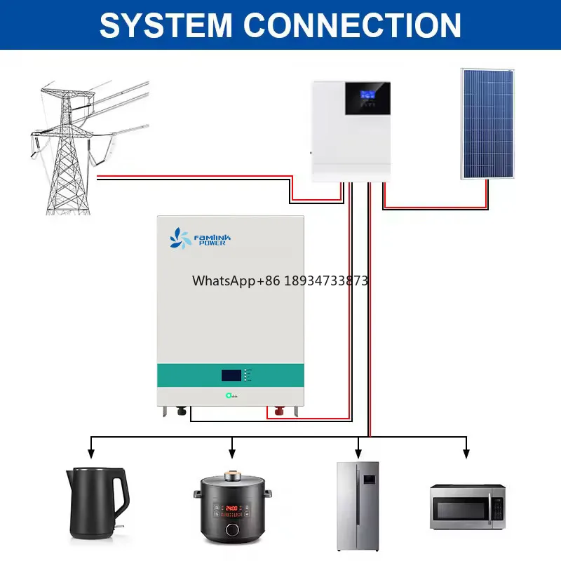 With Lifepo4 All-in-one 10kwh Powerwall Battery 48V Solar Inverter Off-grid Connection Hybrid Solar Wall-mounted 48v 200ah 5kwh