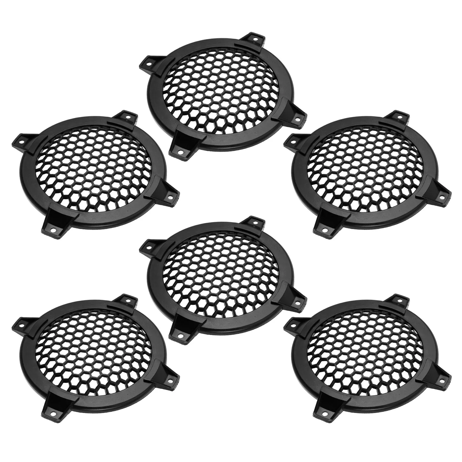 6Pcs Round Plastic Speaker Grill Cover Black 4Inch Decorative Mesh Speaker Protector for Audio Woofer Subwoofer Car Home DIY