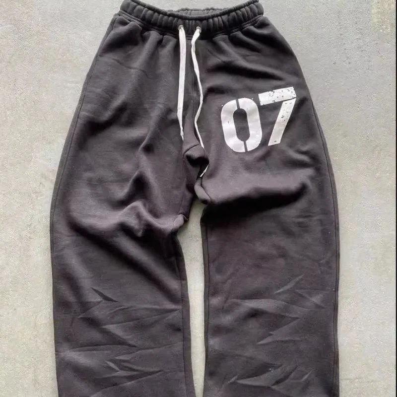 

Baggy Trousers Men's Casual Quick Drying Kids Streetwear 2026 Summer Grey Washed Sweatpants 3D Printed Elastic Waist
