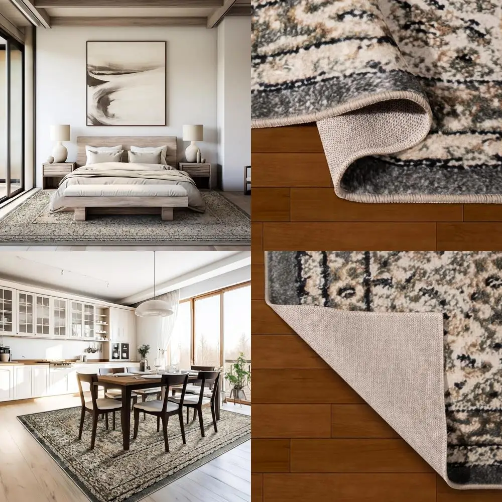 

Пятностойкий моющийся коврик 9x12 для гостиной/столовой — мягкая искусственная шерсть, низкий ворс, не линяющий ковер