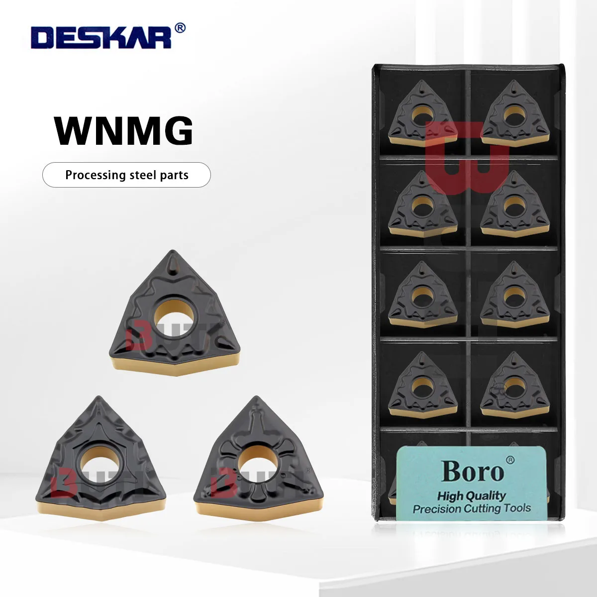 

DESKAR 100% оригинальный токарный станок с ЧПУ WNMG080408-HQ WNMG080404-TM WNMG080412-CM TF9218 Двухцветные токарные лезвия Режущие инструменты Материалы