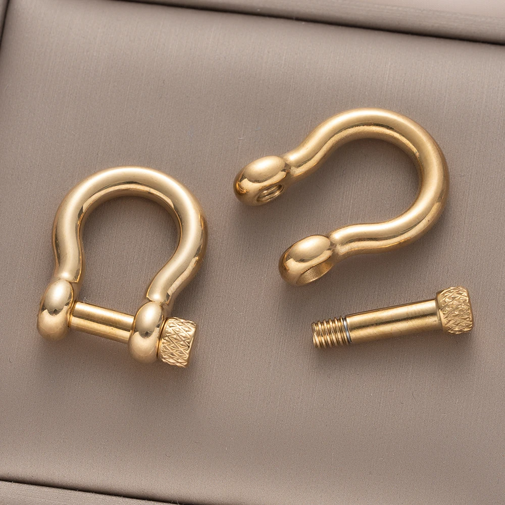 2pcs Stainless Steel Shackle Carabiner D Ring Fob Key Ring Keychain Hook Screw Connector Buckle Jewelry Making Supplies Crafts - view 2