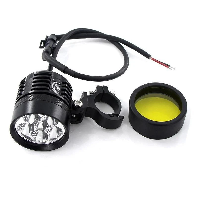 Motorcycle Spotlight Lights Yellow Cover Electric Vehicle Super Bright Led External 4 Bead Strong Light Head YellowCover