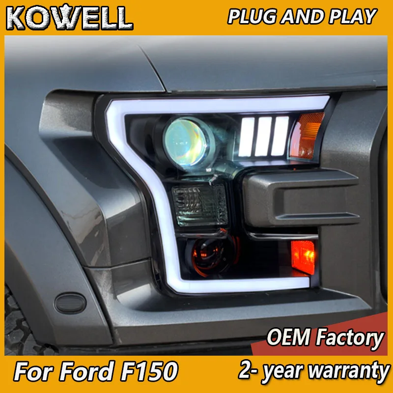 Car Styling for Ford F150 Raptor Headlight 2015-2017 F150 Headlamp DRL Dynamic Turn Signal High Beam Projector Lens