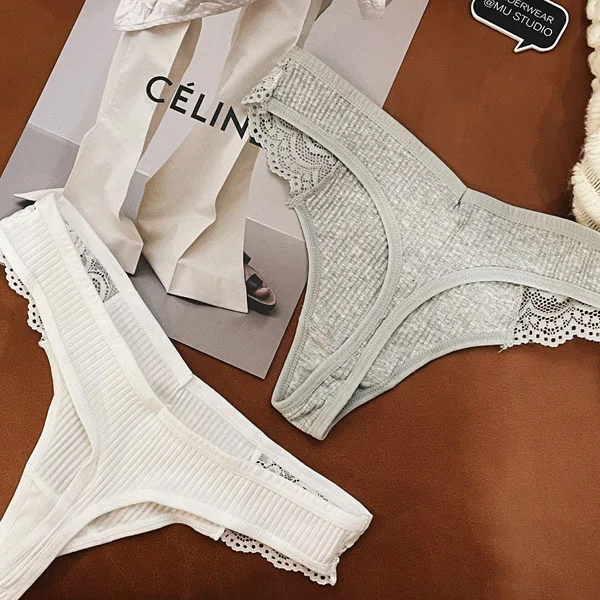 SP&CITY Lace Cotton Seamless Thongs Thin Breathable Soft Women's Underpants Low Waist Hollow Out Sexy Panties Traceless Briefs