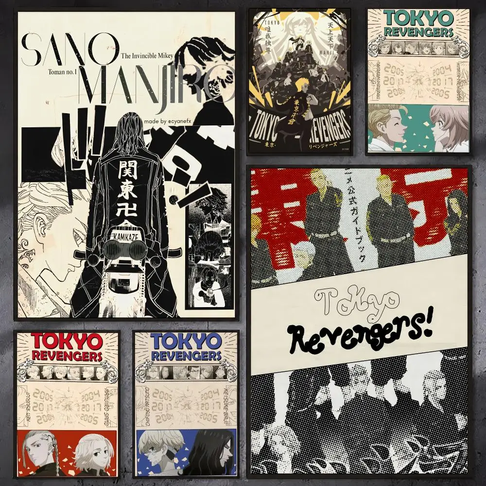 Japan Anime Manga T-Tokyo Revengers Poster Waterproof Sticky Wall Art Print For Bedroom Living Room Hallway Bar Home Decor