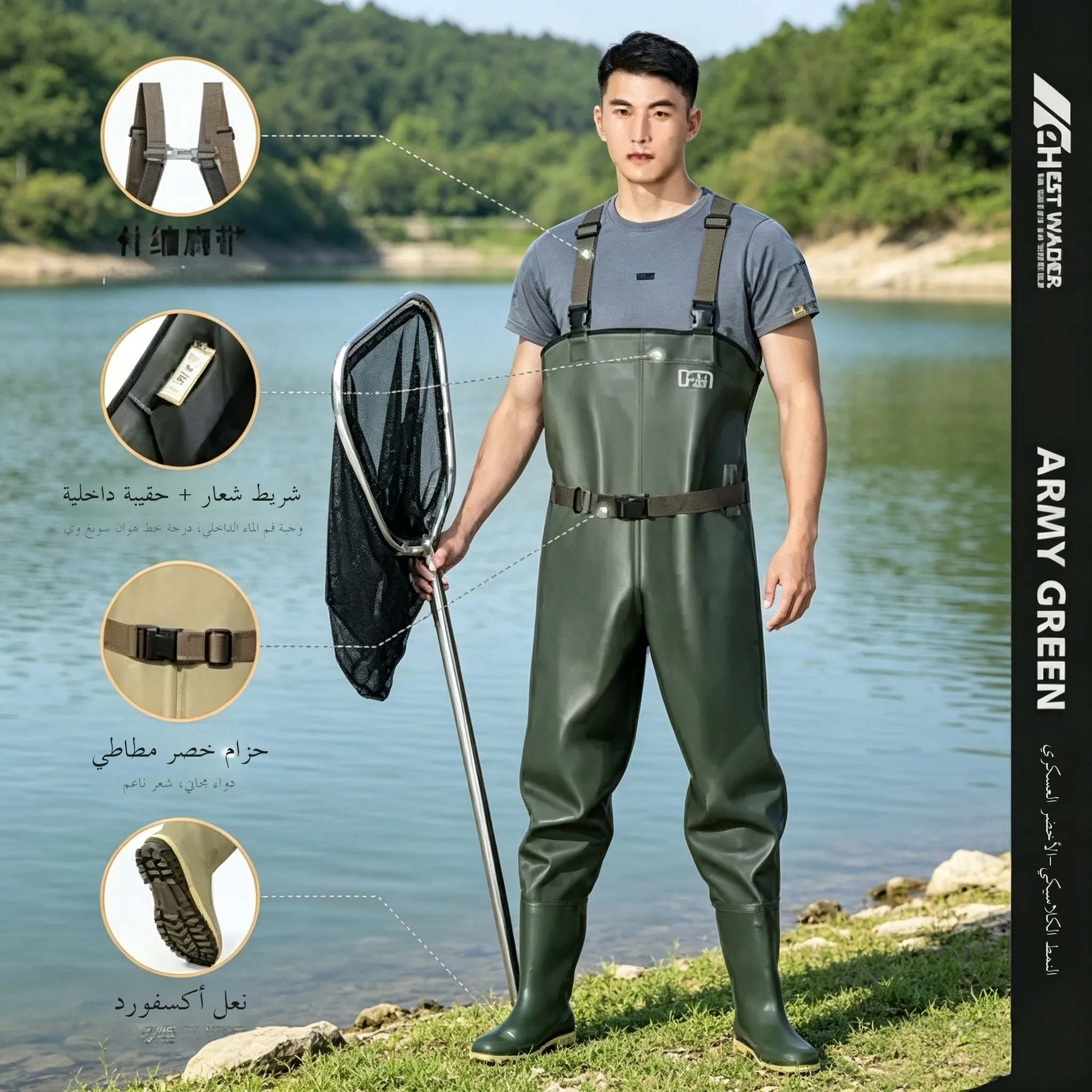 waterproof-thickened-professional-fishing-waders-full-body-half-waist-fishing-pants-underwater-shoes-integrated-design-for-fi