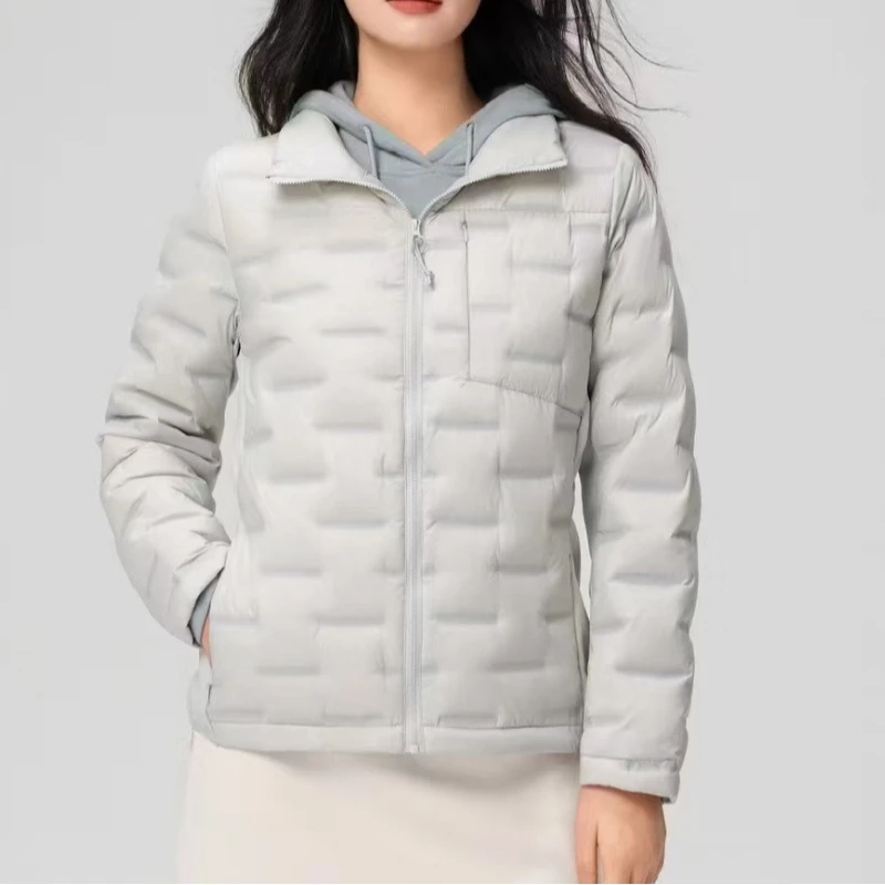 Lightweight Seamless Stand Collar Zip Up Short Padded Cotton Jacket Women's Slim Fit Warm Basic Daily Classic Autumn Outerwear