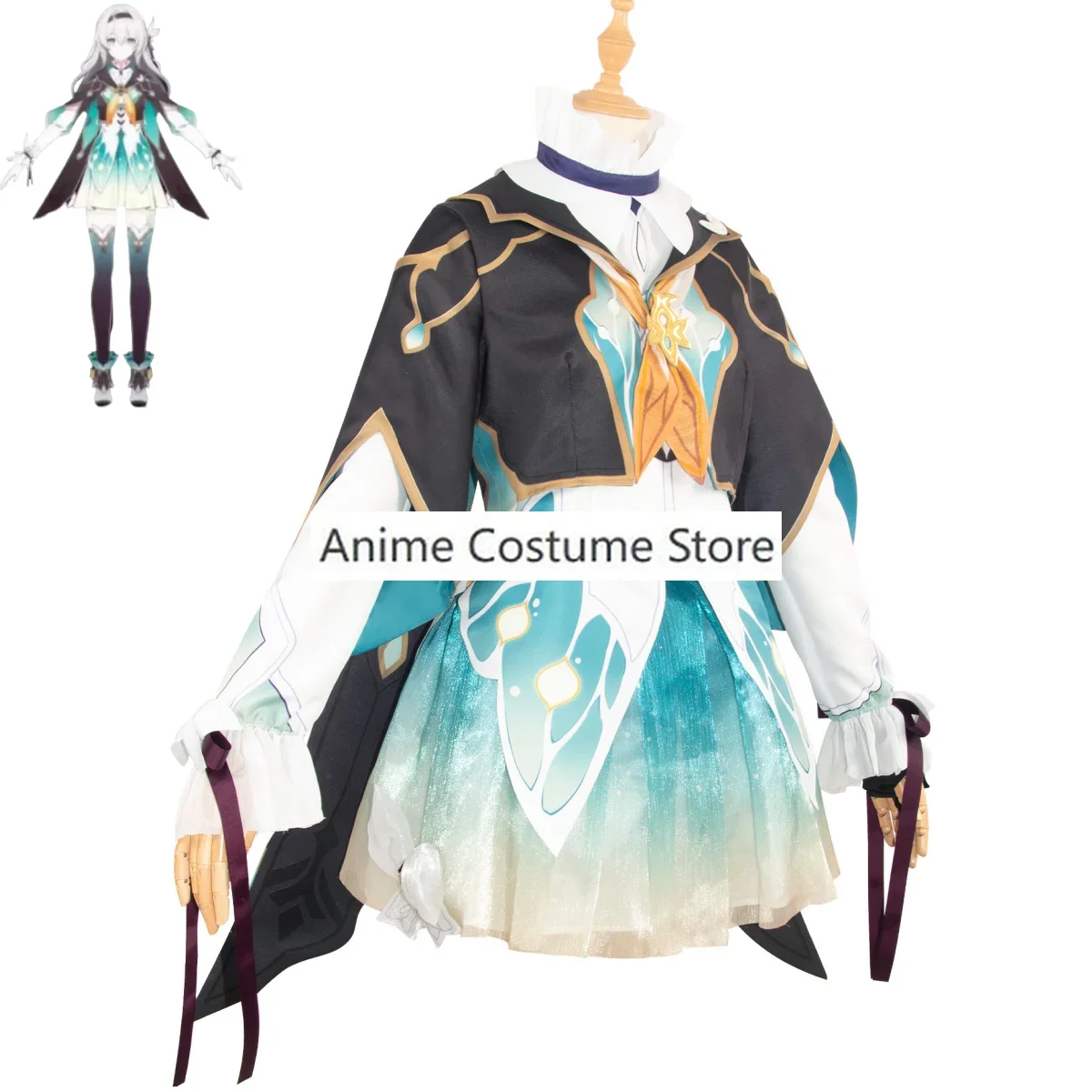 Anime Honkai: Star Rail Glühwürmchen Cosplay Kostüm Fleur-de-Lys Familien spiel Druck Mantel Kleid Uniform Perücke Frau Halloween Anzug