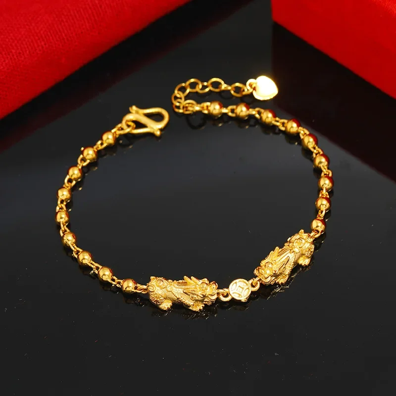 Vintage Copper Quan Xiang Gold Version Bracelet Pure Copper Plated Gold Feng Shui Animal Signal Bracelet One Piece Free Shipping