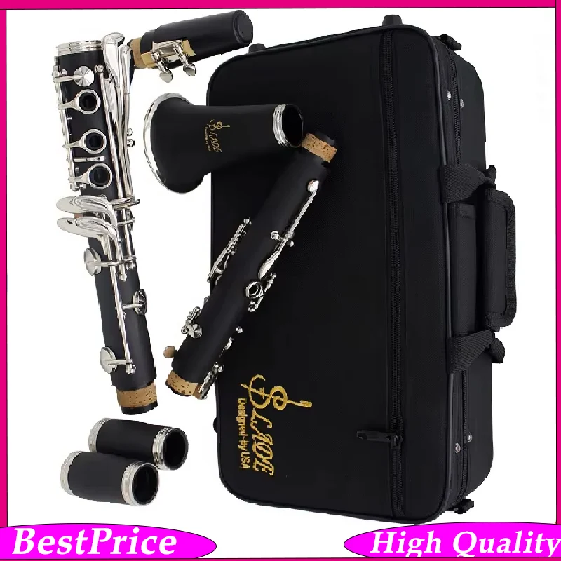 SLADE BB Clarinet 17 Keys for Beginners Precision Falling Tune System Anti-Crack ABS Body Beginner Pack with Box Cleaning K