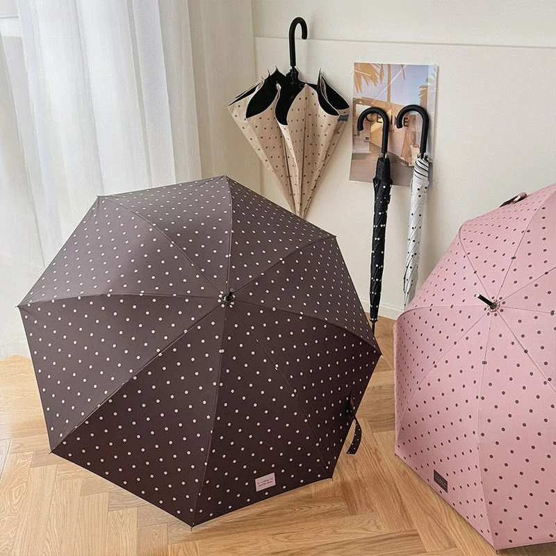 

Small Polka Dot Long-handled Umbrella Automatic Weather and Rain Dual-purpose Sun Protection Straight Rod Umbrella