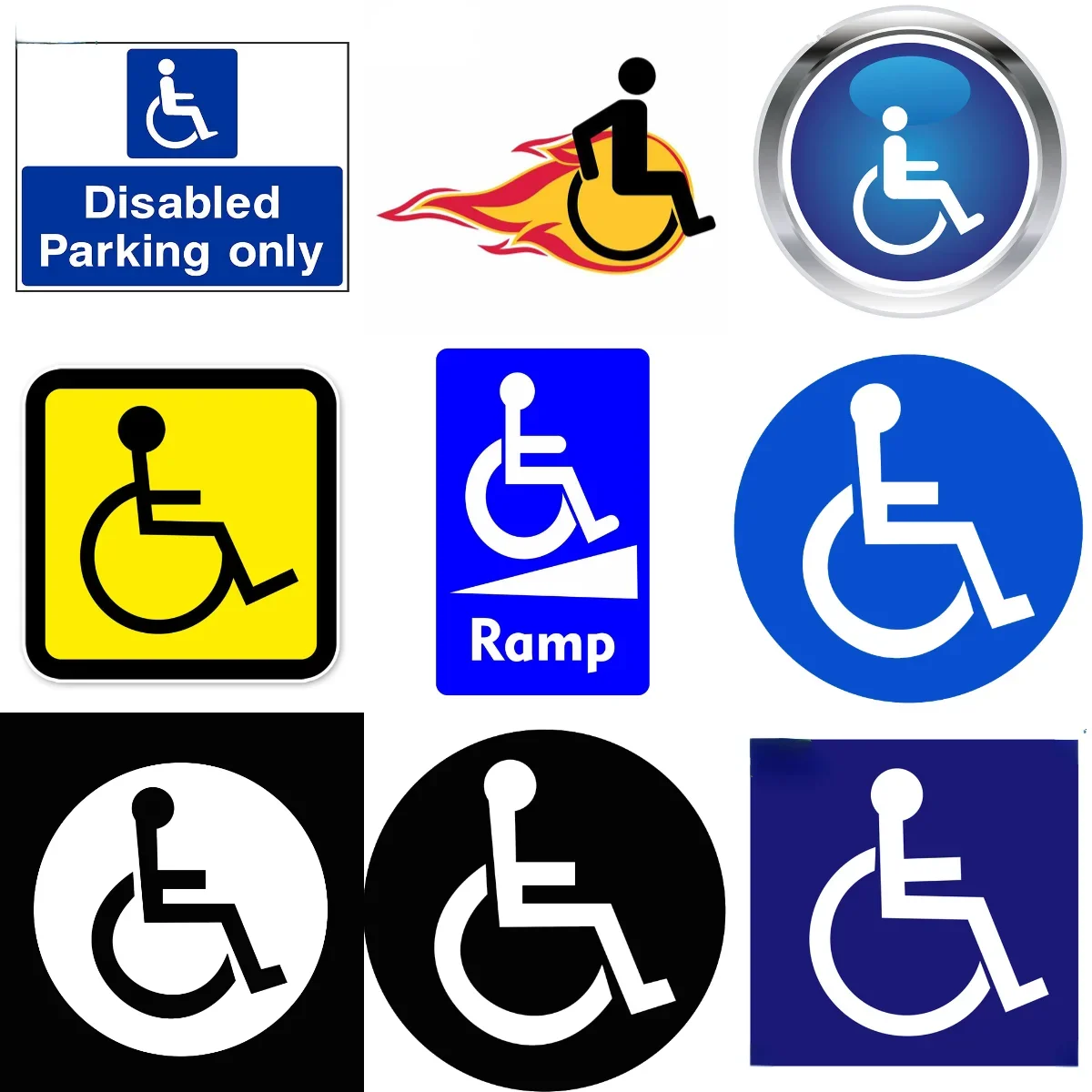 Disabled Wheelchair Warning Creative PVC Stickers for Car Bicycle Helmet Window Fridge Wall Decoration Accessories