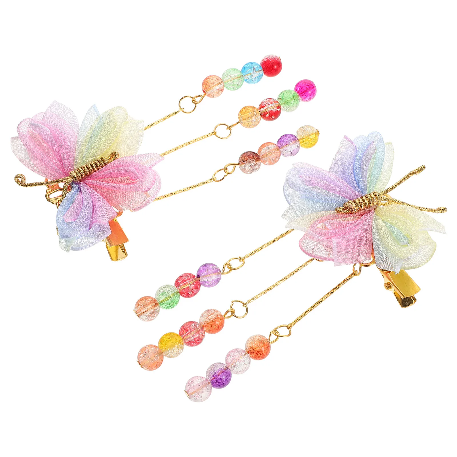 

1Pair Butterfly Hair Clips Metal Butterfly Hairpin Colorful Tassel Hair Accessories Cute Barrettes for Girls Styling Daily Use