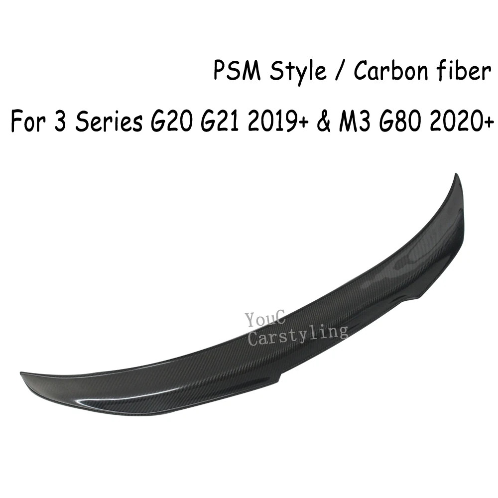 PSM Style Carbon Fiber Spoiler For BMW 3 Series G20 G21 M3 G80 M340i 330i 320i 318i Rear Trunk Boot Lip Wing 2019 -2024