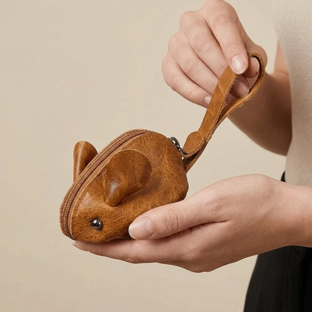 Fashion Cartoon Mouse Wallets Leather Solid Color Mini Coin Purse Card Holder Bag Storage Bag Zipper Key Bag Children's