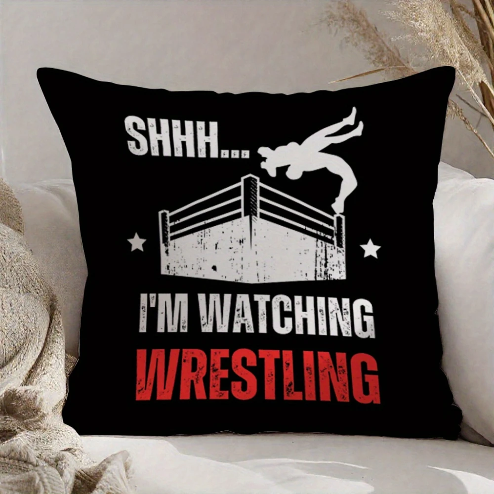 1PC Red Black Wrestling Ring Pillow CoverPolyester Cushion Case for Sofa Couch Living Room Bedroom Home Decor