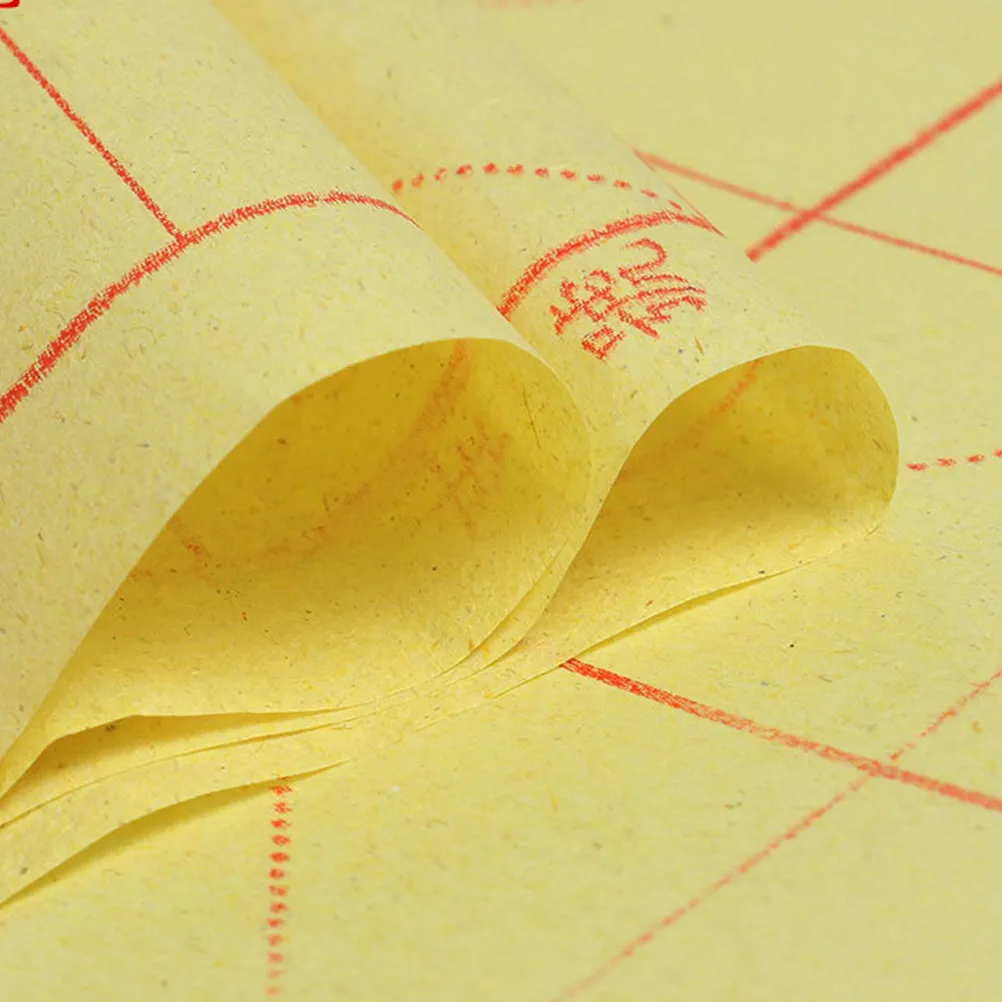 70Sheets Chinese Calligraphy Paper Traditional Tree Fiber 15 Large Grids Practice Paper for School Home Calligraphy Writing