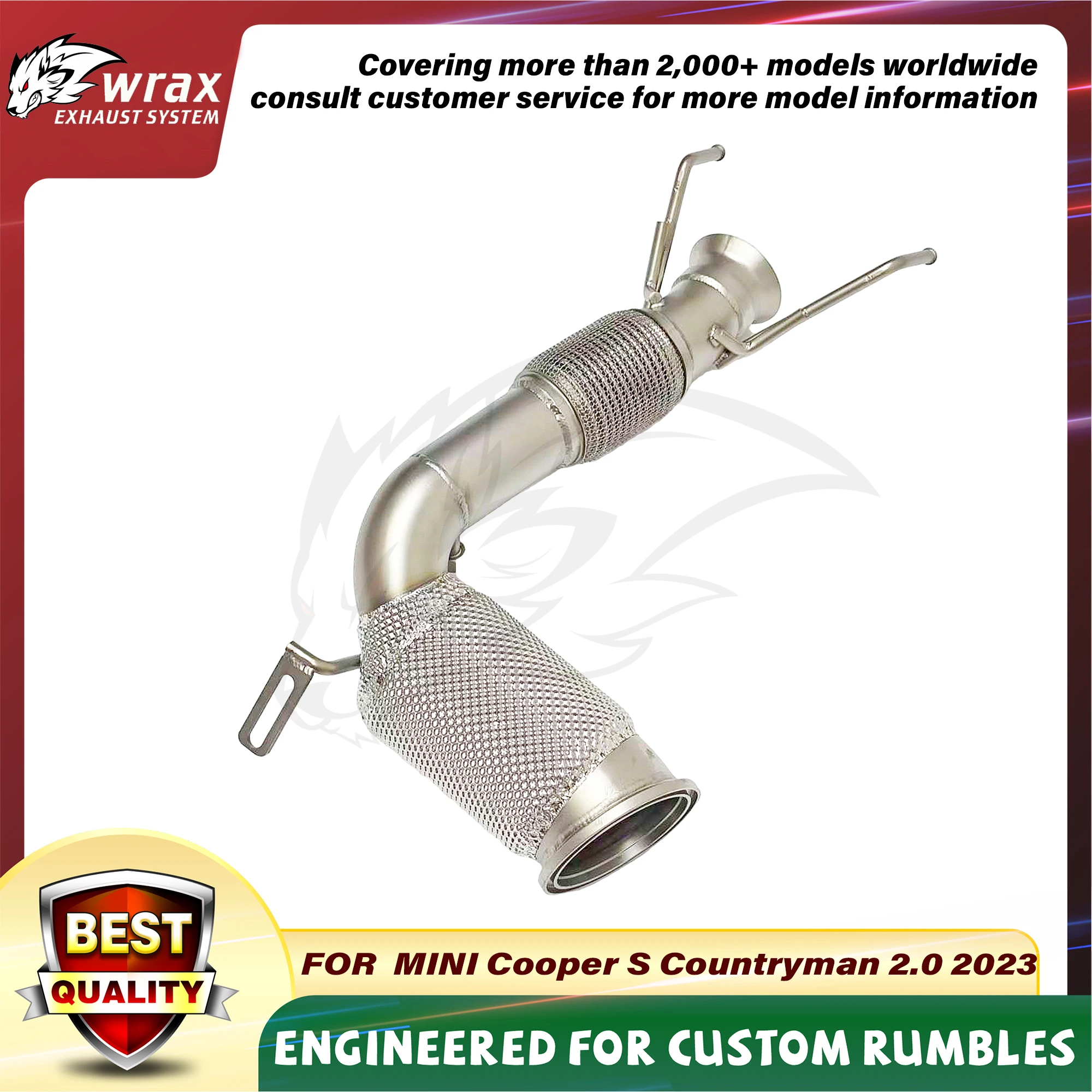 

WRAX SS304 Catalytic Downpipe for MINI Cooper S Countryman 2.0 2023 High Flow Exhaust Dampen Vibrations and Muffle Noise