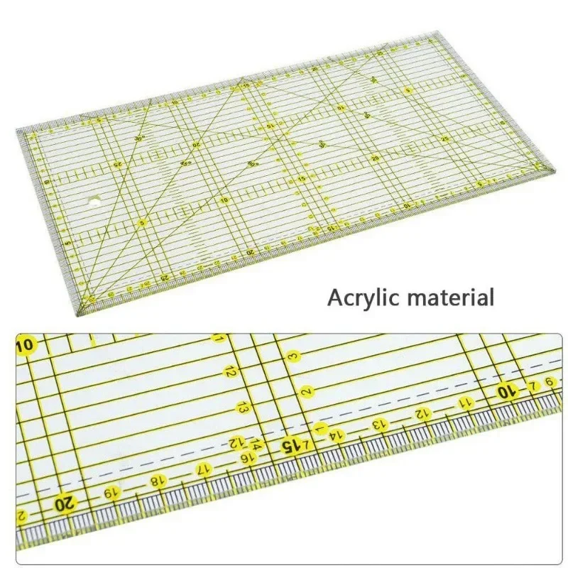 DIY 30*15 Quilters Ruler with Double Colored and Grid Lines Patchwork Ruler Acrylic Sewing Ruler Sewing Quilting Cutting Ruler