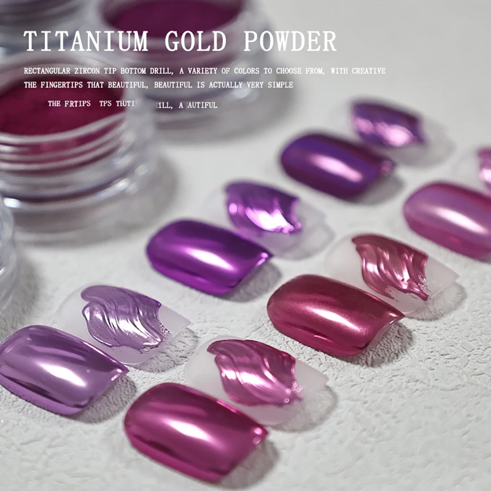 1Box Titanium Gold Powder Glitter Powder Nail Charm Dazzling Violet Pearl Effect Uv Gel Polish Girl Diy Nail Decoration Supplies