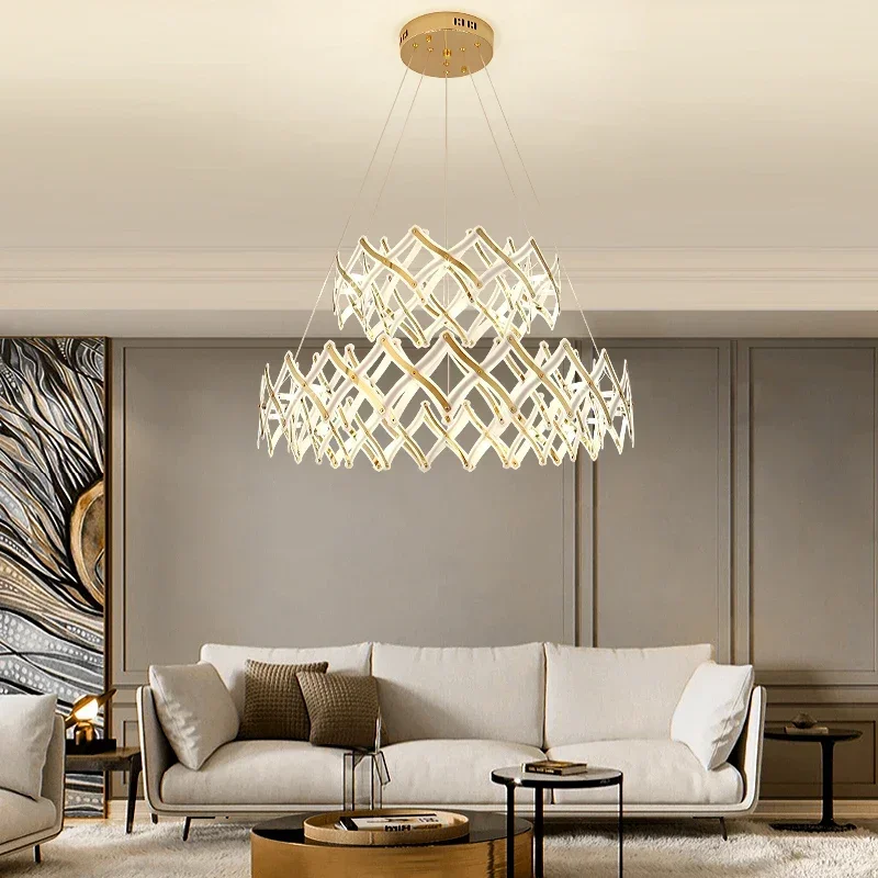 

Art Deco Postmodern Stainless Steel Gold Silver Flexible Pendant Lights.Pendant Lamp.Pendant light For Foyer