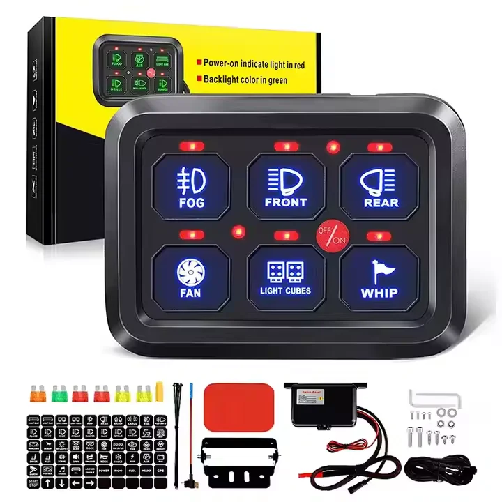 6 Gang Automatic Dimmable ON-OFF LED Switch Pod Universal 12V Control Box New Condition for Car Truck Boat ATV