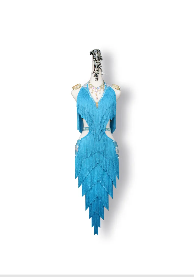 Latin Dancing Professional Dress Latin Dance Competition Performance Clothes Rumba Dance Tassel Dress Cusomzied Dance Skirt