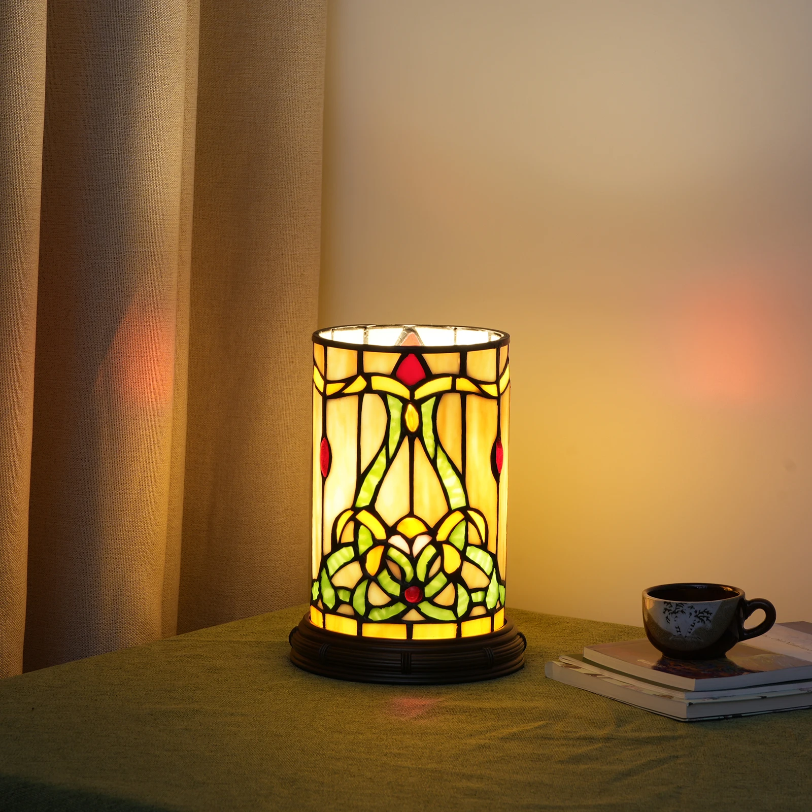 tiffany-stained-glass-table-lamp-bedroom-bedside-flower-vase-decor-night-light-cute-kids-accent -aesthetic-cylinder-desk-lamp