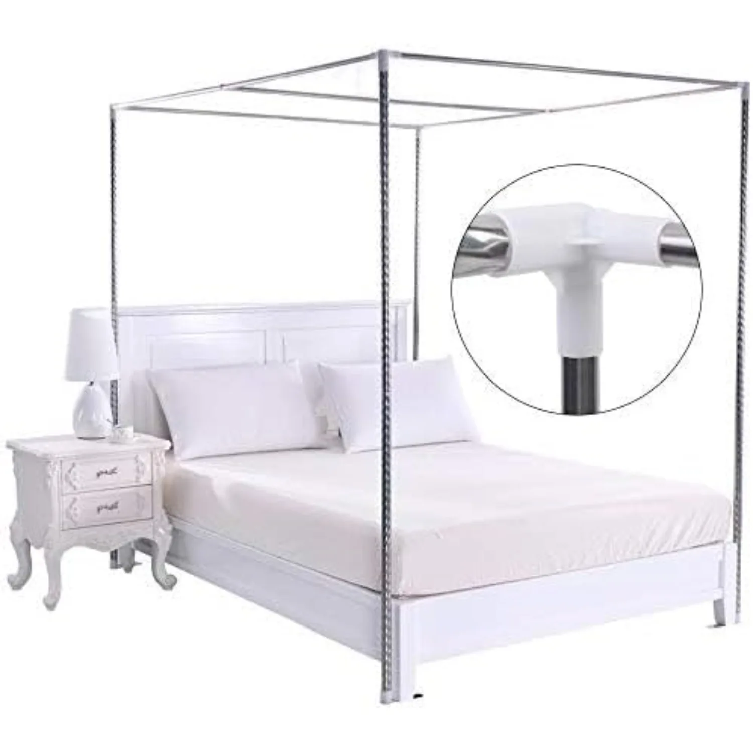 Stainless Steel Canopy Bed Frame Post,4 Corner Bedding Canopy Frame Post,Metal Bed Four Corner Bed Mosquito Netting Bracket