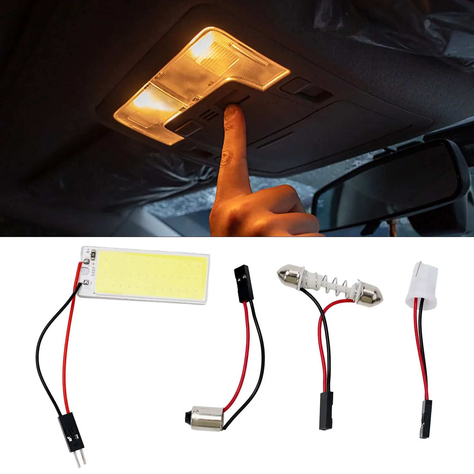 in de auto leeslamp C5w Ba9s-aansluiting COB LED-lichtpaneel 12V superwit 6000k laag stroomverbruik wigaansluiting