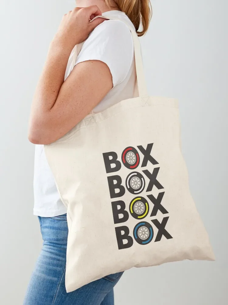 Box Box Box F1 Tyres Compound Design Tote woman shopping Eco tote custom shopper bags Canvas Tote