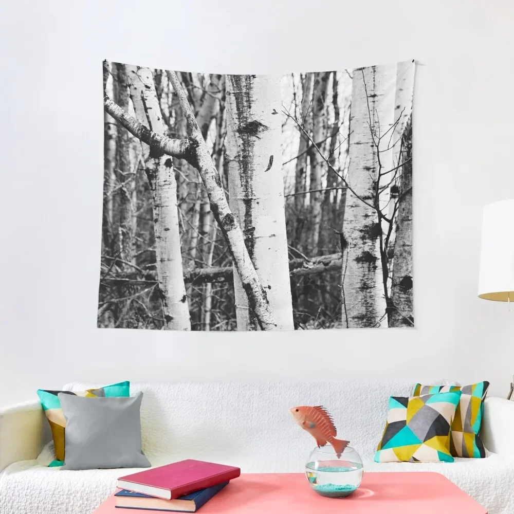 

Black & White Photography - Birch Trees Tapestry Wall Hanging Home Decoration Decor For Bedroom Wall Decor Hanging Tapestry