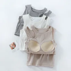 One Piece Sleepwear Shirt For Women Sleeveless Vest Tops Chest Pad Sexy Camisoles Summer Nightwear Slim Bottoming Underwear