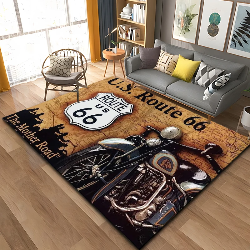 Historic Route 66 Pattern Rug Large Carpet Area for Living Room Kids Bedroom Sofa Kitchen Doormat Decor Child Non-slip Floor Mat