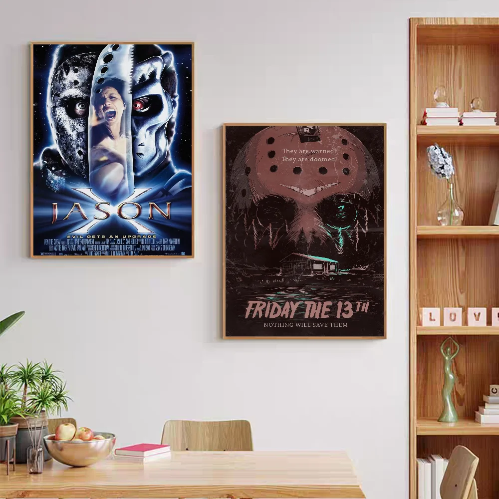 Orror Movie Friday the 13th Classic Movie poster adesivo di carta impermeabile Coffee House Bar Decor Art Wall Stickers