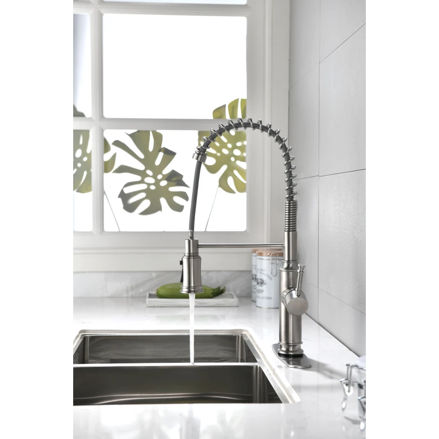 

Kitchen Faucets Single Handle Pull Down Sprayer Spring Kitchen Sink Faucet