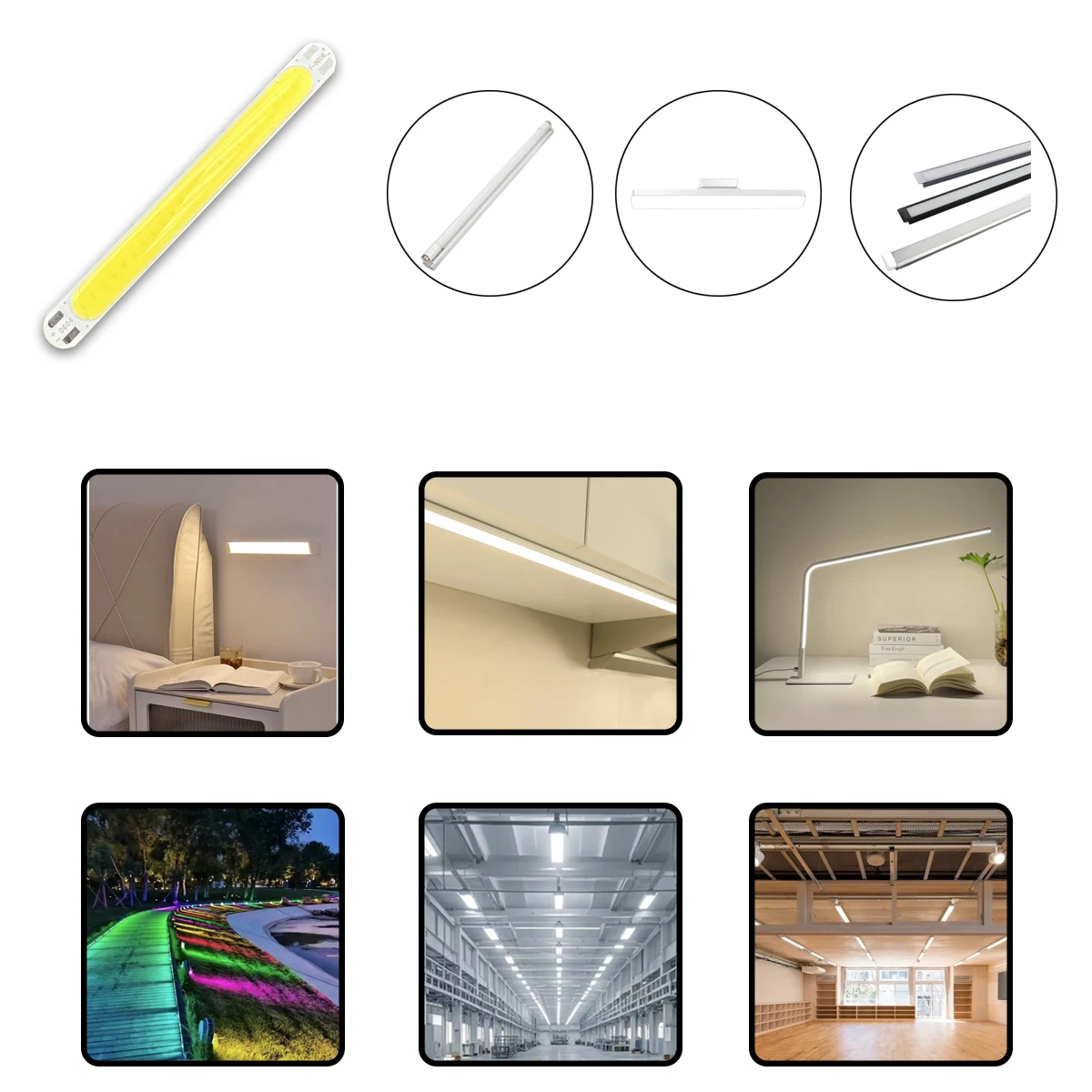 10 Buah Baru 80X8Mm 18-21V DC 6W Strip LED Putih Dingin 600lm COB Sumber Cahaya Bohlam Chip On Board untuk DIY
