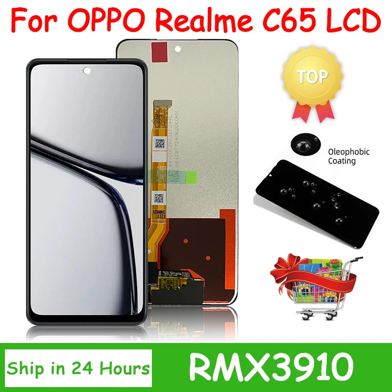 6.67\'\' Screen For Oppo Realme C65 4G LCD With Frame Display Touch Screen Digitizer Assembly For Realme C65 5G RMX3910 LCD